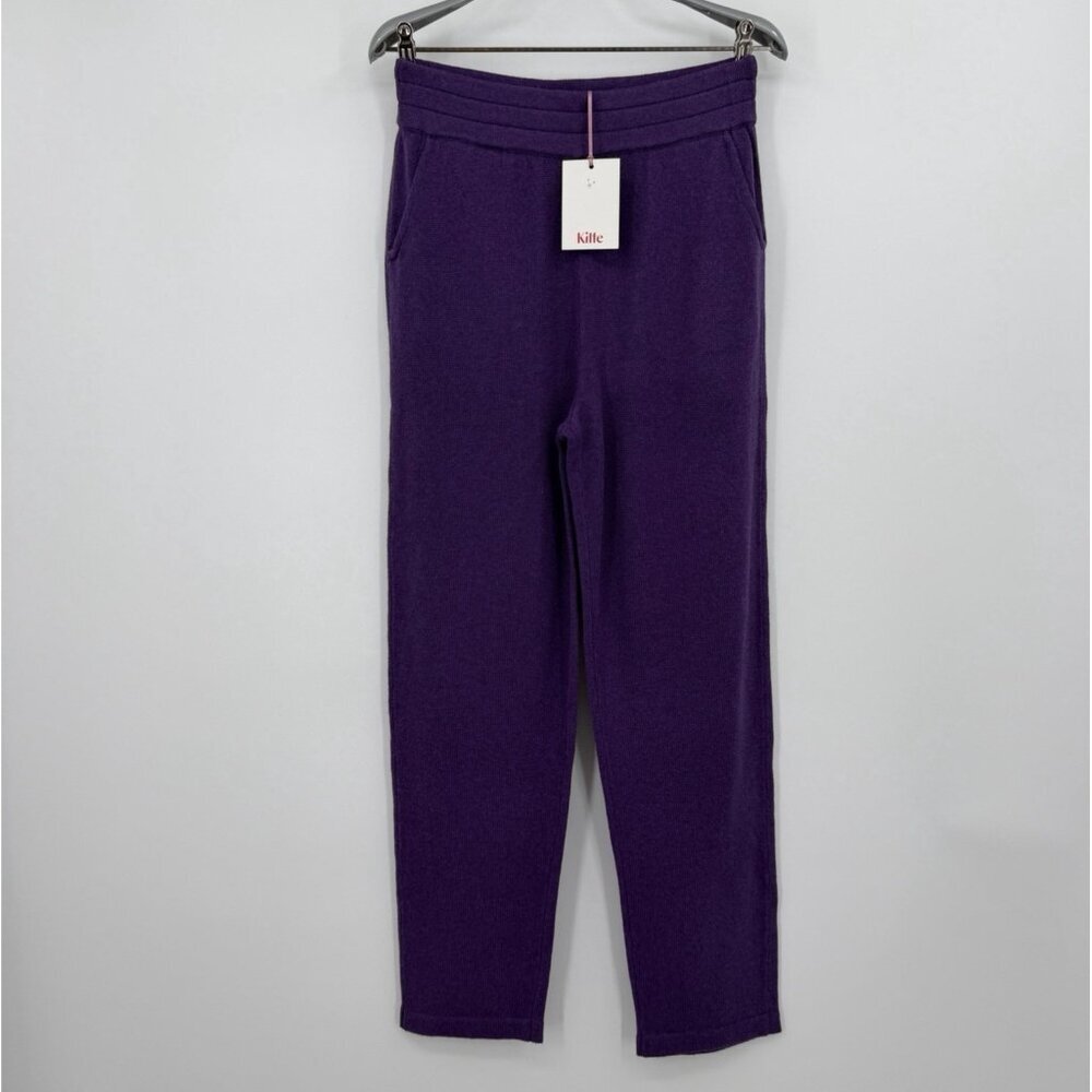 Kilte Collection The Kay Straight Jogger Pants in Plum size 2/M Cotton-Cashmere